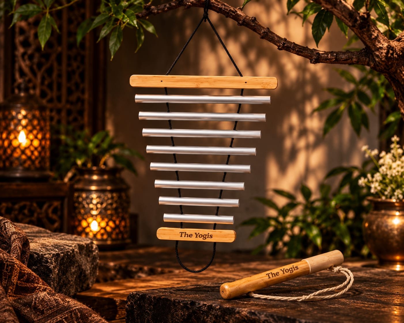 Nine-bar wind chime for a peaceful mindful space