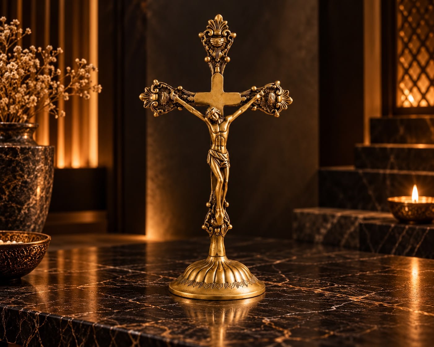 Antique brass crucifix