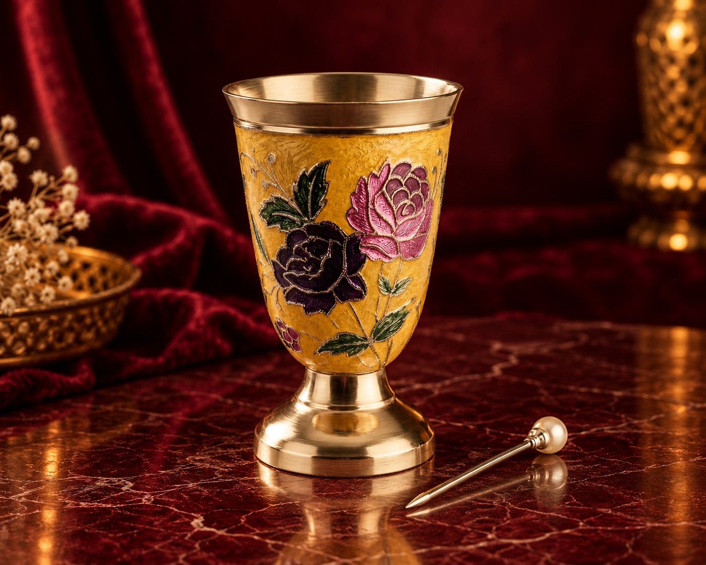 Floral Goblet - Brass Meenakari Collection
