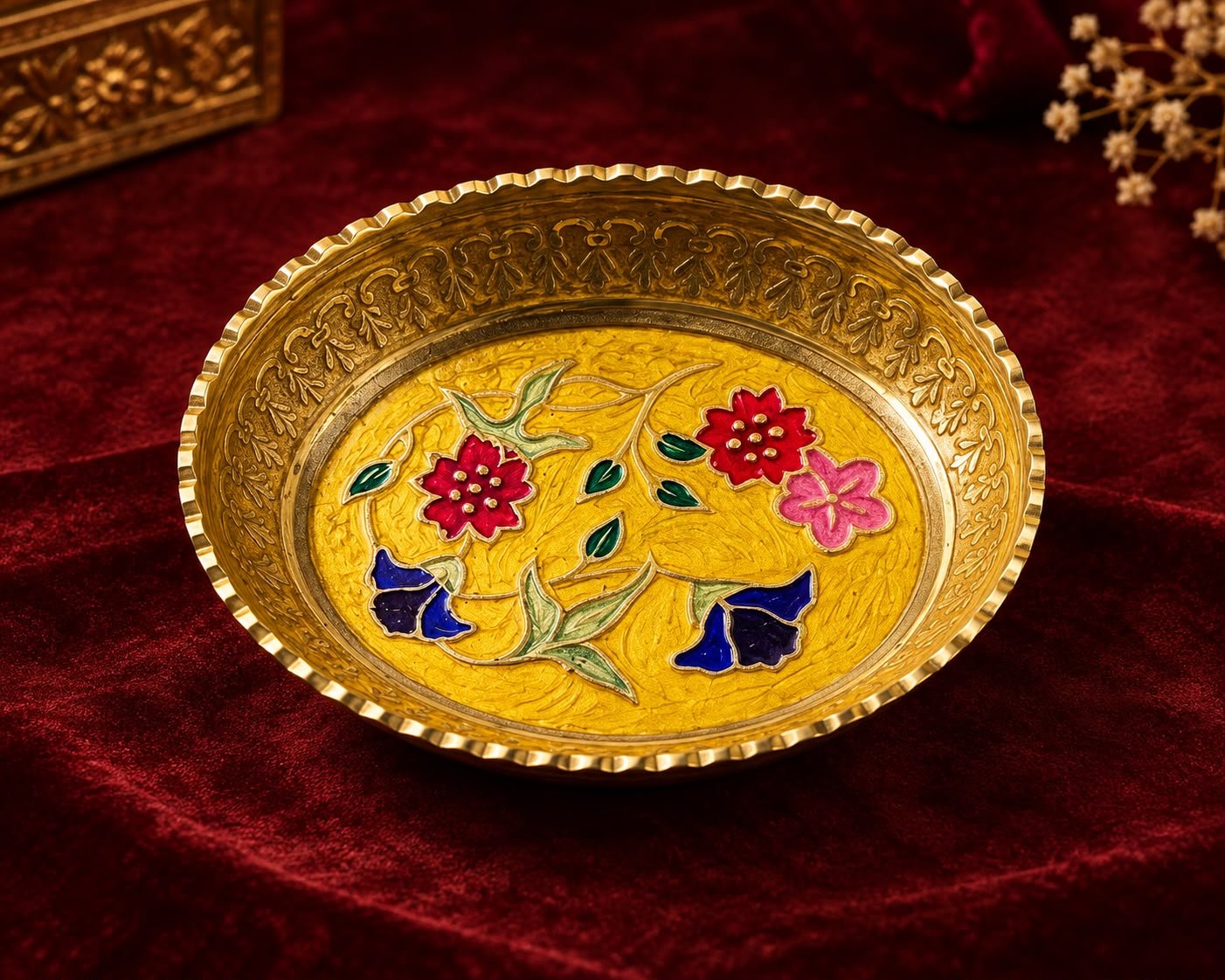 Decorative Plate - Brass Meenakari Collection