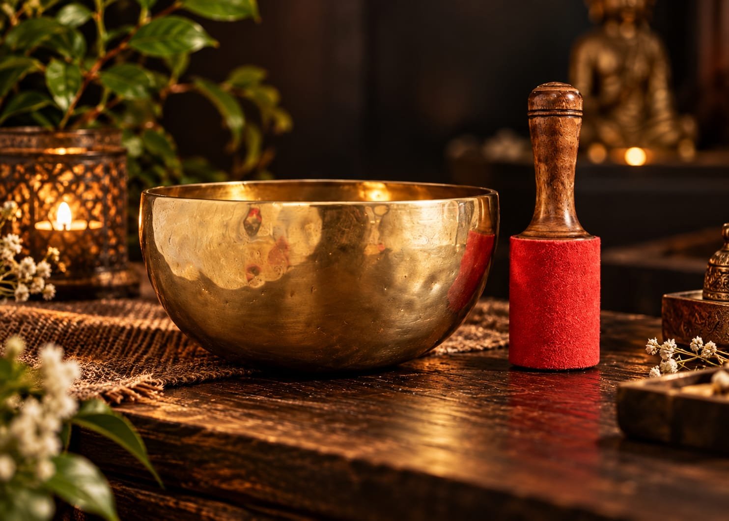 Handmade antique-finish singing bowl
