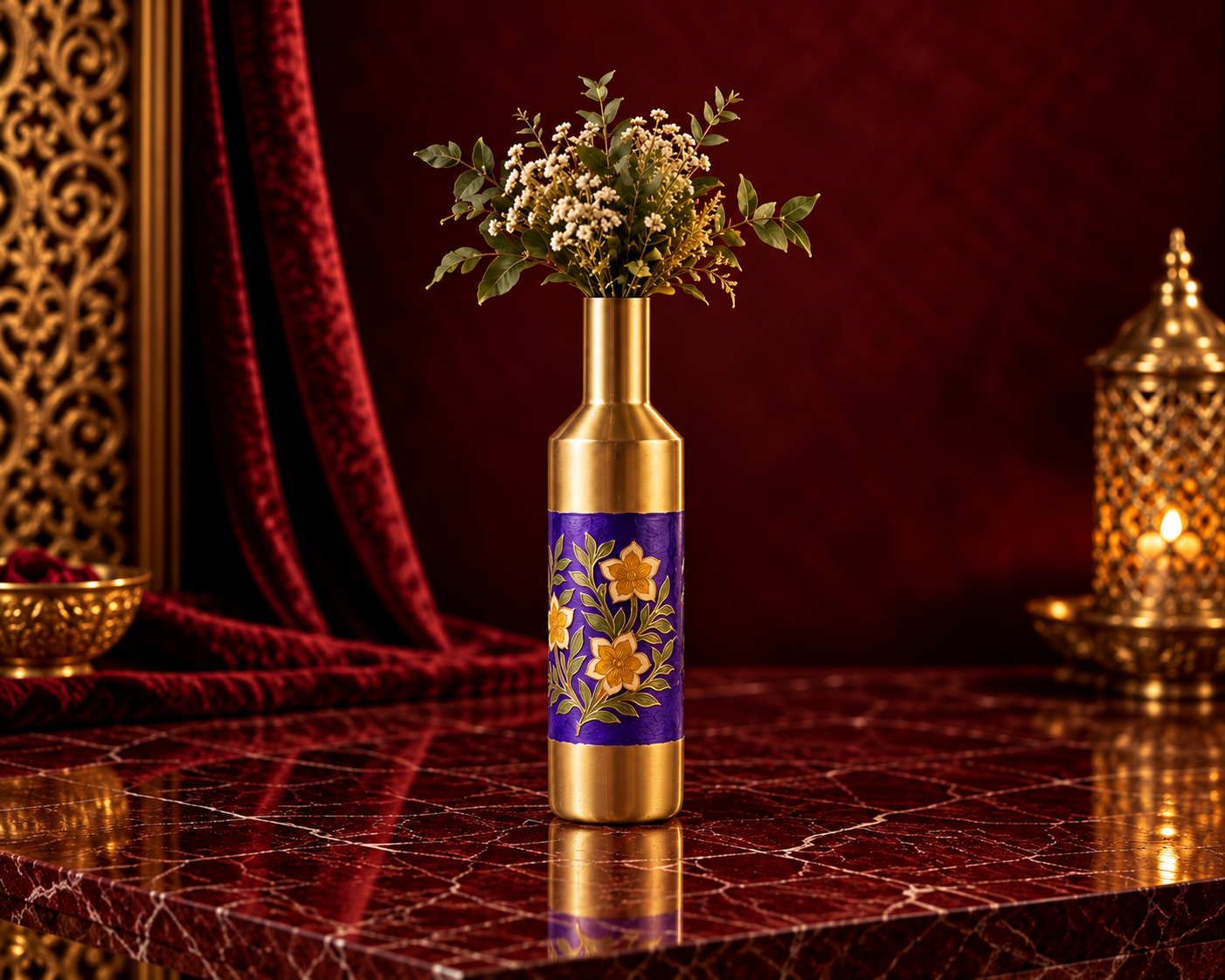 Floral Vase - Brass Meenakari Collection