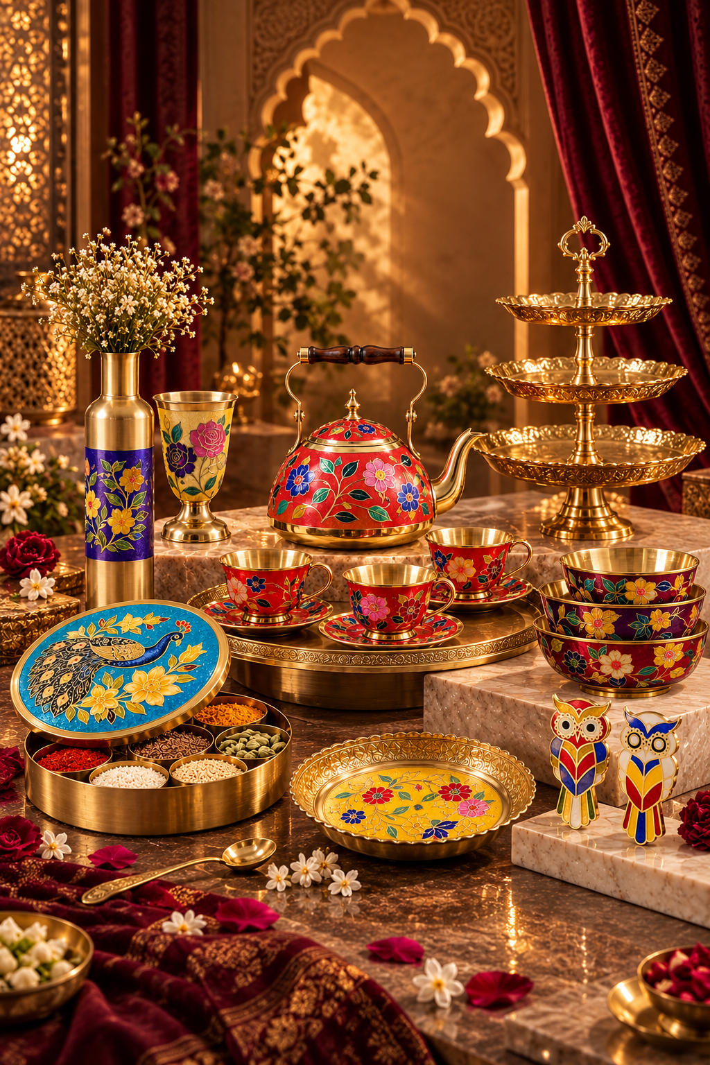 Brass Meenakari decorative collection by Weave and Weavers